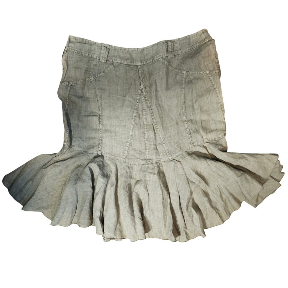 100% Linen Flounce Skirt Plus Size EU 58 Lagenlook Made in Greece
